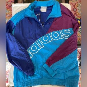 Vintage Adidas Blue and Purple Windbreaker